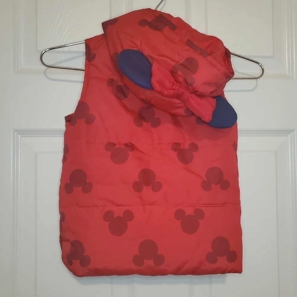 MINNIE MOUSE Red Hood with Ears and Bow Zip up Vest - 4T